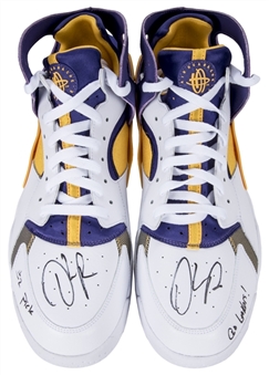 DAngelo Russell Autographed and Inscribed Nike Air Flight Huarache Sneakers (Russell COA)